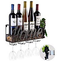 Tinyuet Porta Botella de Vino | Botellero | Caja de Vino de Pared | Porta Botella y Vaso | Decoraciones para el Hogar y…